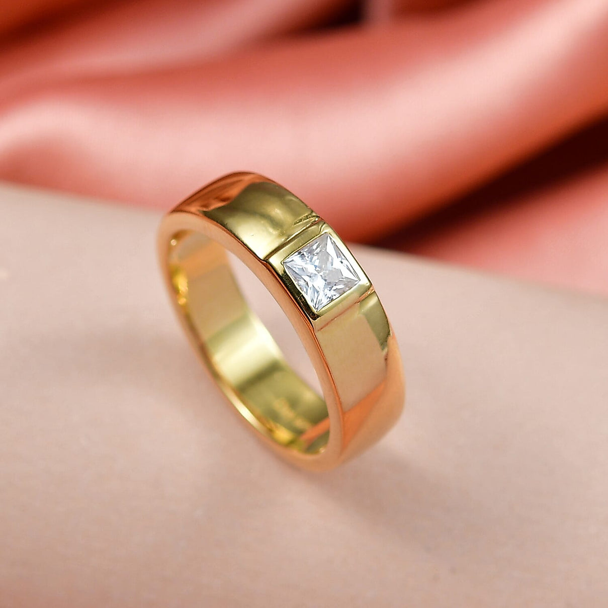 Moissanite Solitaire Ring in 18K Yellow Gold Sterling Silver 8351875 2