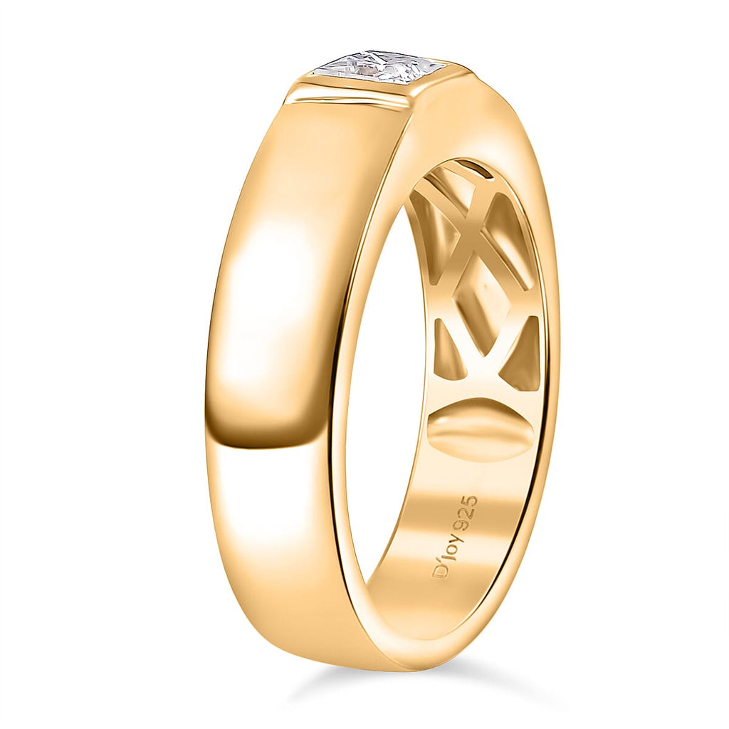D'Joy Moissanite Solitaire Ring in 18K Vermeil Yellow Gold Plated Sterling Silver