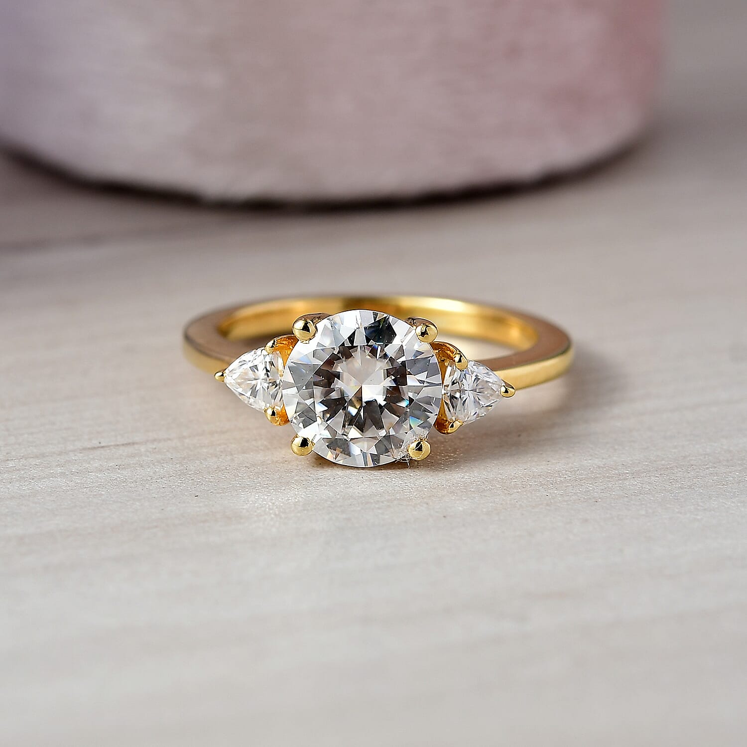 2.2 Ct. Moissanite Solitaire Ring in 18K Yellow Gold Over Sterling Silver 8251915 2