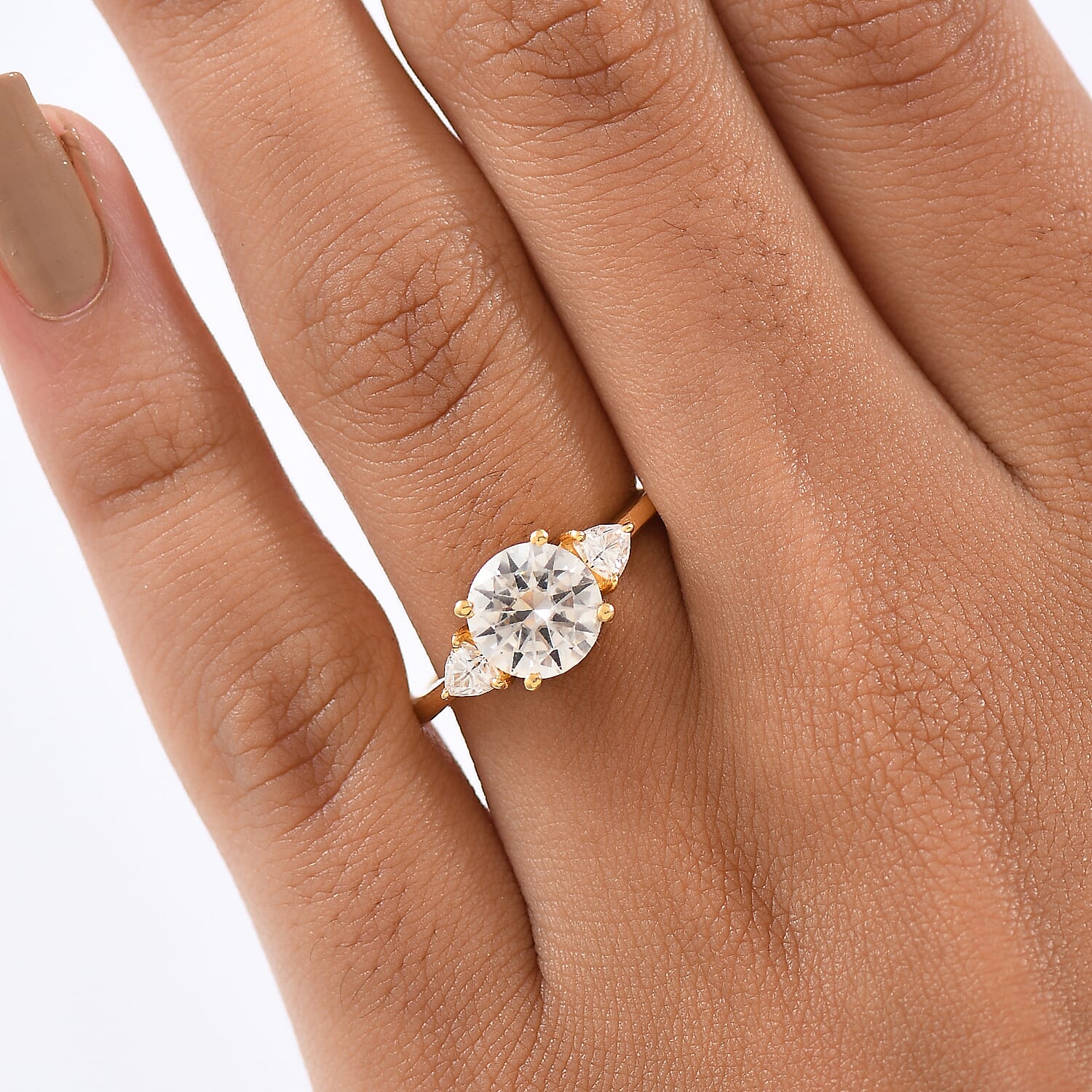 2.2 Ct. Moissanite Solitaire Ring in 18K Yellow Gold Over Sterling Silver 8251915 3
