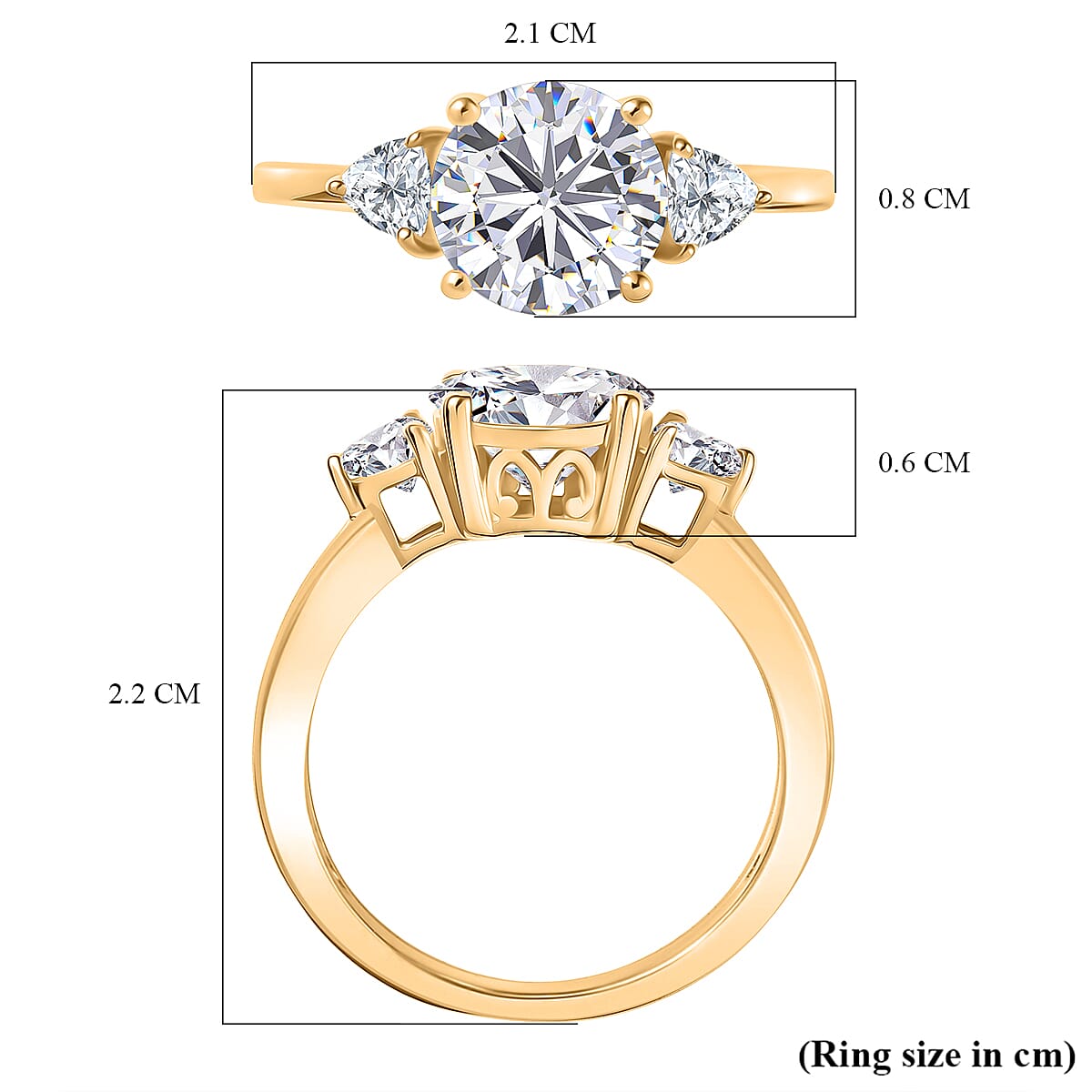 2.2 Ct. Moissanite Solitaire Ring in 18K Yellow Gold Over Sterling Silver 8251915 6