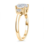 D'Joy Moissanite Solitaire Ring in Yellow Gold Plated Sterling Silver 2.18 Ct.