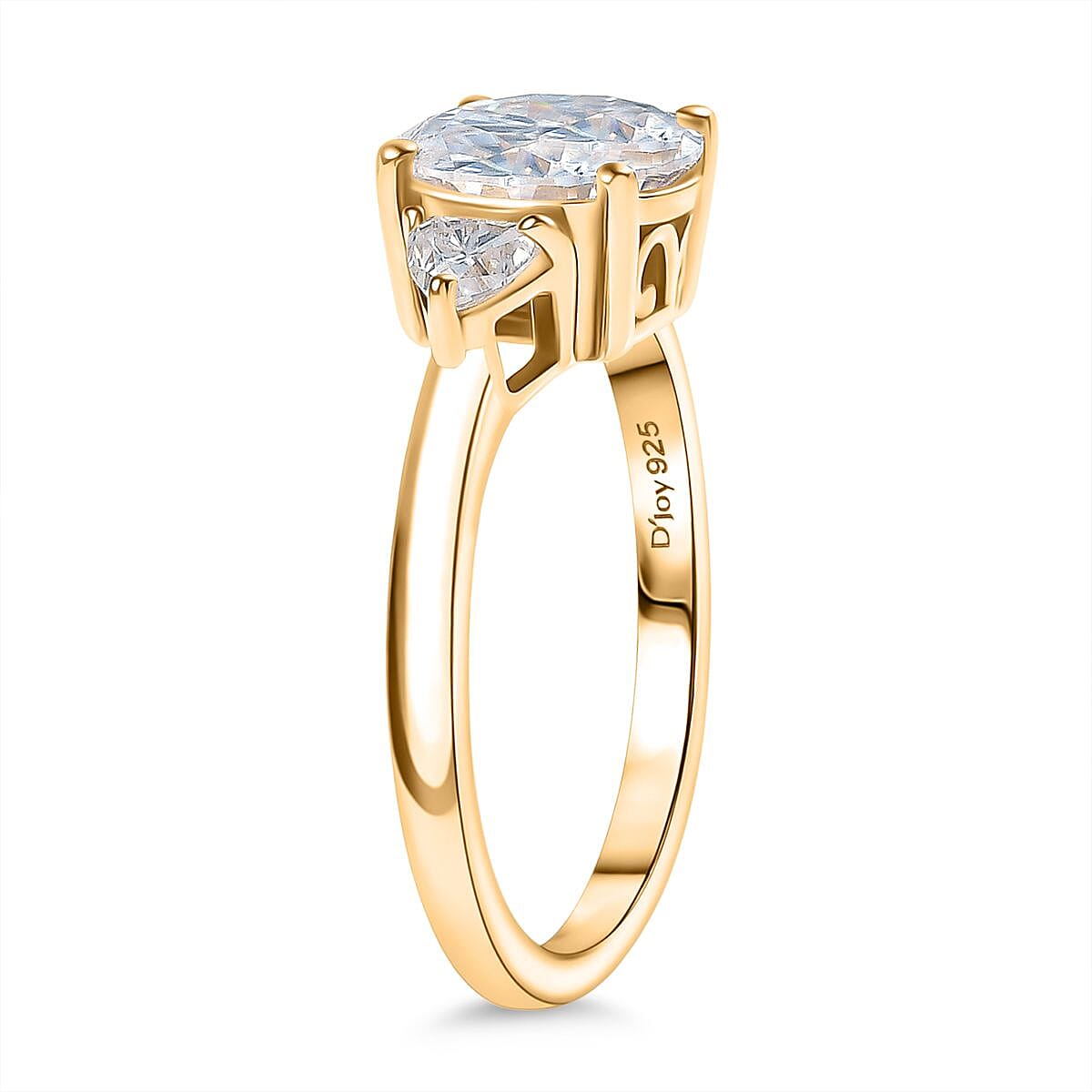 D'Joy Moissanite Solitaire Ring in 18K Yellow Gold Plated Sterling Silver 2.16 Ct. 8251918 3