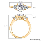 D'Joy Moissanite Solitaire Ring in Yellow Gold Plated Sterling Silver 2.18 Ct.