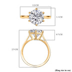 Royal Bali Collection - D'Joy Moissanite Solitaire Ring in 18K Vermeil Yellow Gold Plated Sterling Silver 2.98 Ct.