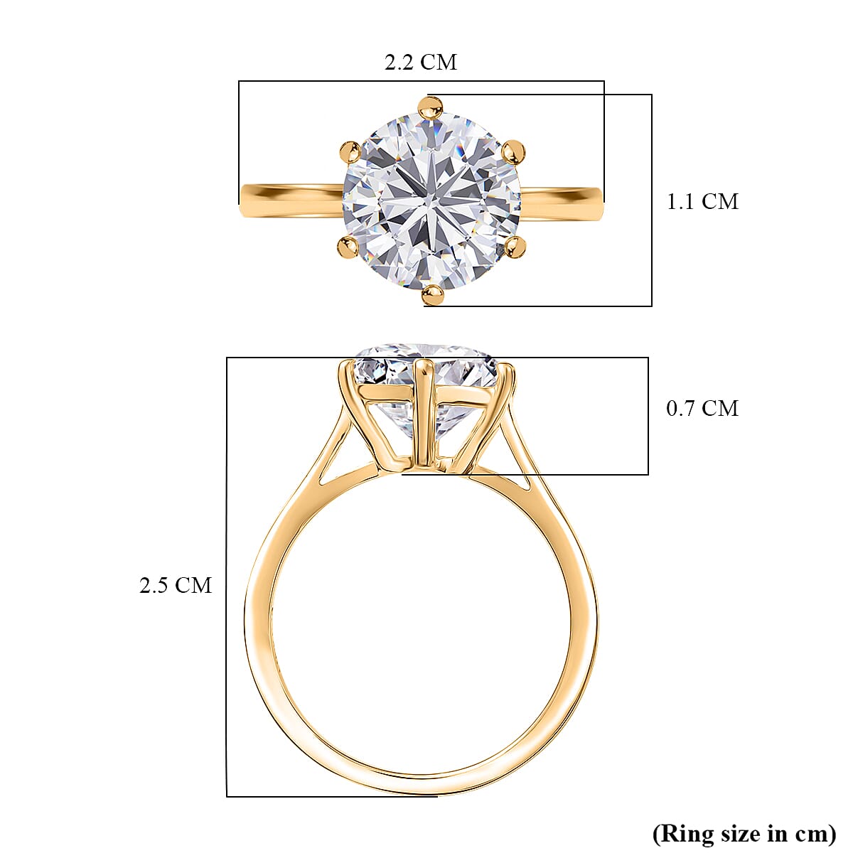 3 Ct. Moissanite Solitaire Ring in 18K Yellow Gold Sterling Silver 8351997 6