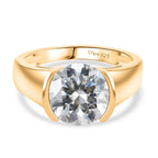 D'Joy Moissanite Solitaire Ring in Yellow Gold Plated Sterling Silver 3.10 Ct.