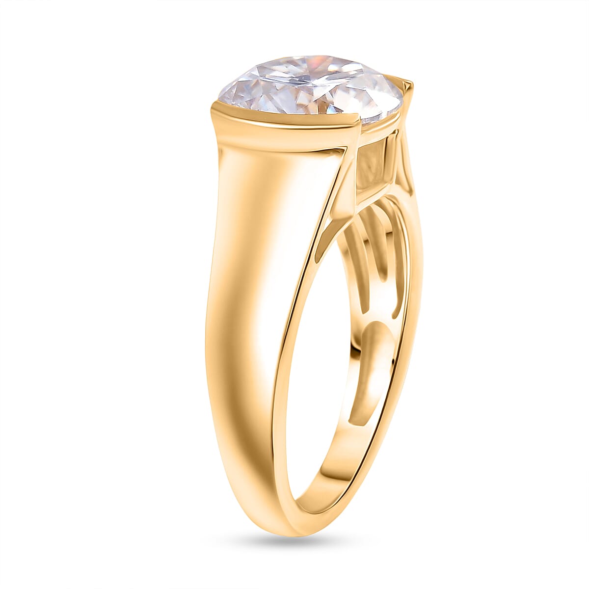 D'Joy Moissanite Solitaire Ring in Yellow Gold Plated Sterling Silver 3.10 Ct. 8250673 4