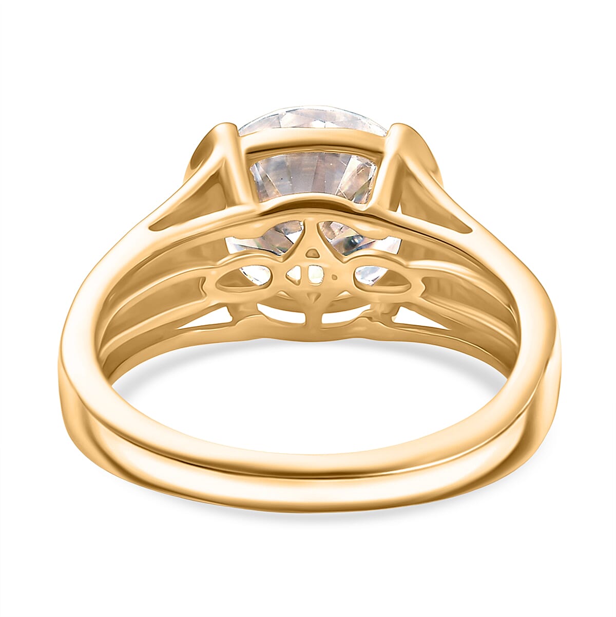 D'Joy Moissanite Solitaire Ring in Yellow Gold Plated Sterling Silver 3.10 Ct. 8250673 5