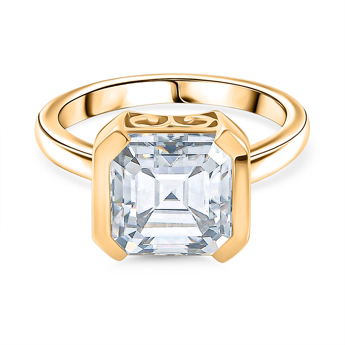 D'Joy Moissanite Solitaire Ring in 18K Vermeil Yellow Gold Plated Sterling Silver 3.92 Ct. 8252737 0