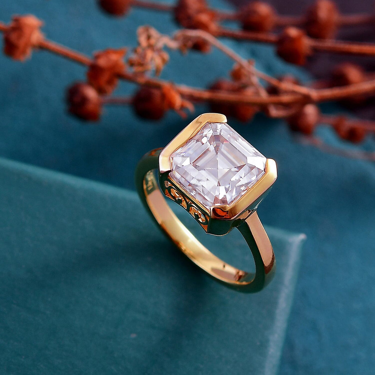 D'Joy Moissanite Solitaire Ring in 18K Vermeil Yellow Gold Plated Sterling Silver 3.92 Ct. 8252737 2