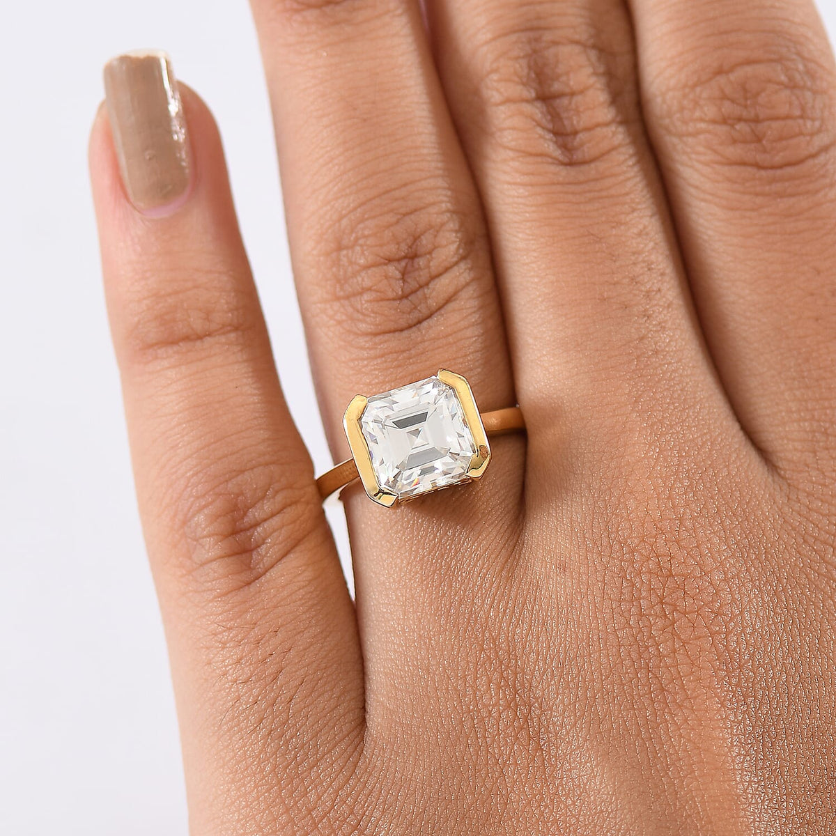 D'Joy Moissanite Solitaire Ring in 18K Vermeil Yellow Gold Plated Sterling Silver 3.92 Ct. 8252737 3
