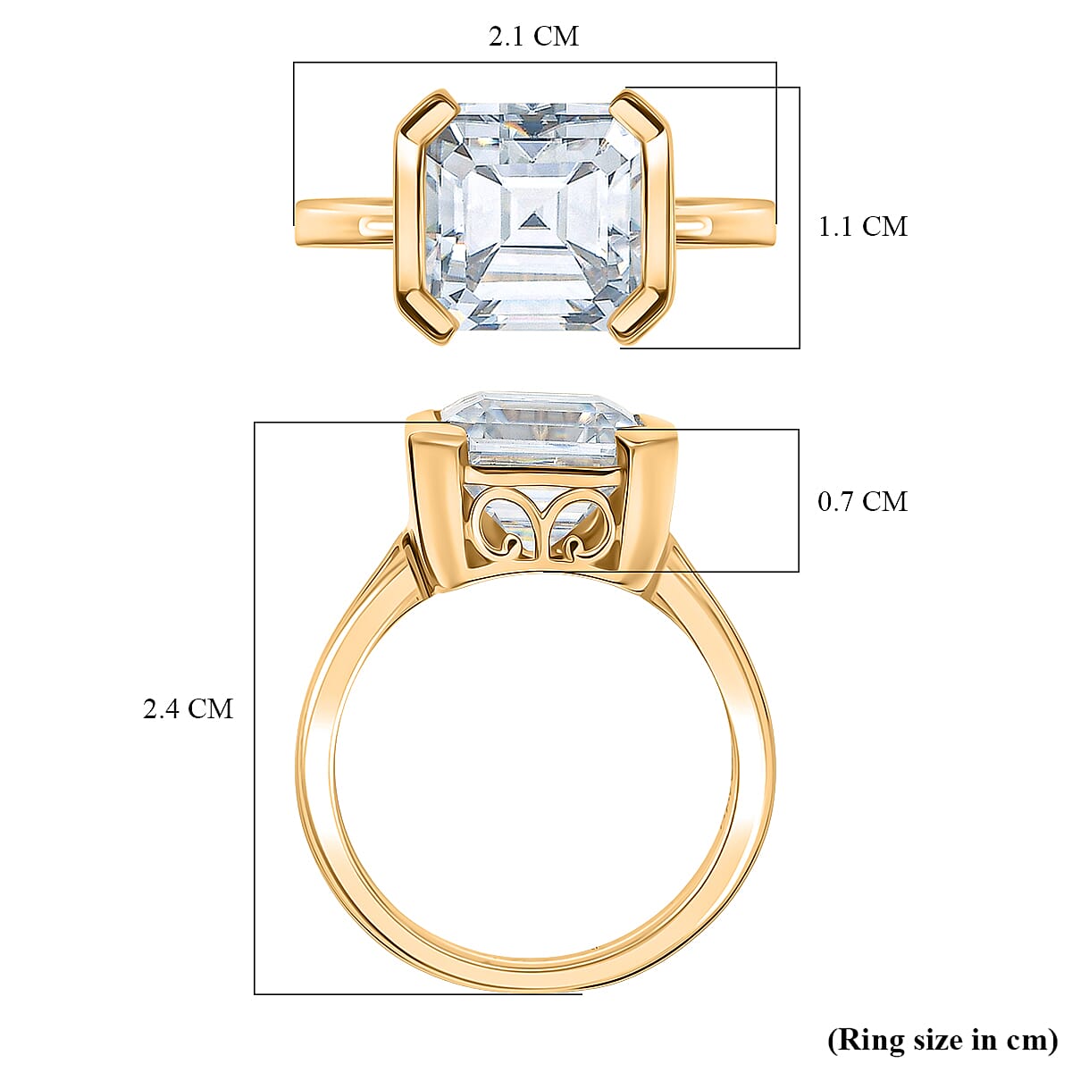 D'Joy Moissanite Solitaire Ring in 18K Vermeil Yellow Gold Plated Sterling Silver 3.92 Ct. 8252737 6