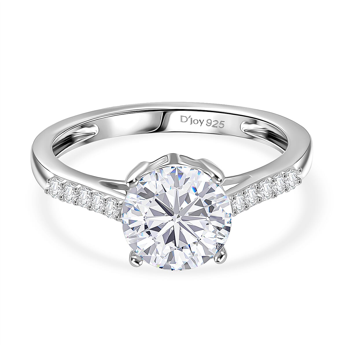 Royal Bali Collection - D'Joy Moissanite Solitaire Ring in Platinum Overlay Sterling Silver 1.60 Ct. 8352077 0