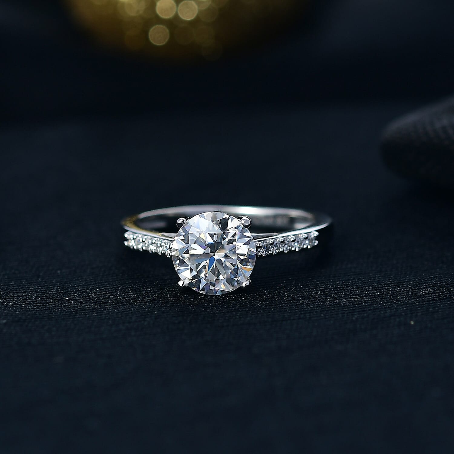 Royal Bali Collection - D'Joy Moissanite Solitaire Ring in Platinum Overlay Sterling Silver 1.60 Ct. 8352077 2