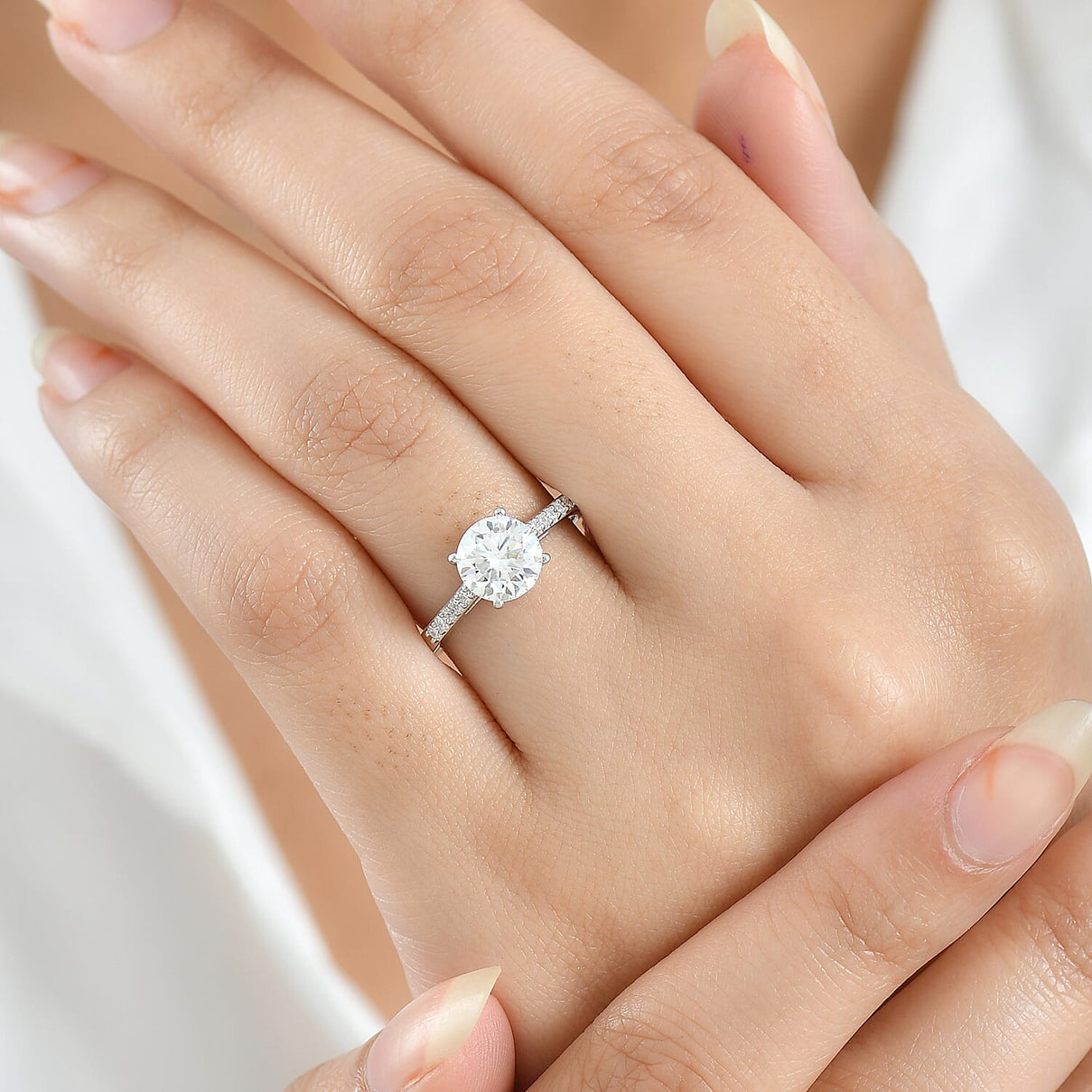 Royal Bali Collection - D'Joy Moissanite Solitaire Ring in Platinum Overlay Sterling Silver 1.60 Ct. 8352077 3
