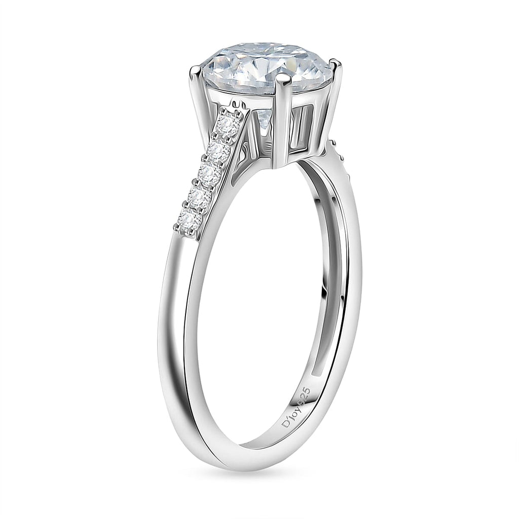 Royal Bali Collection - D'Joy Moissanite Solitaire Ring in Platinum Overlay Sterling Silver 1.60 Ct.