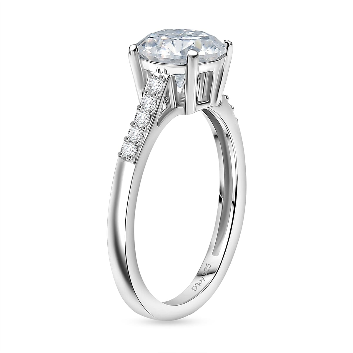 Royal Bali Collection - D'Joy Moissanite Solitaire Ring in Platinum Overlay Sterling Silver 1.60 Ct. 8352077 4