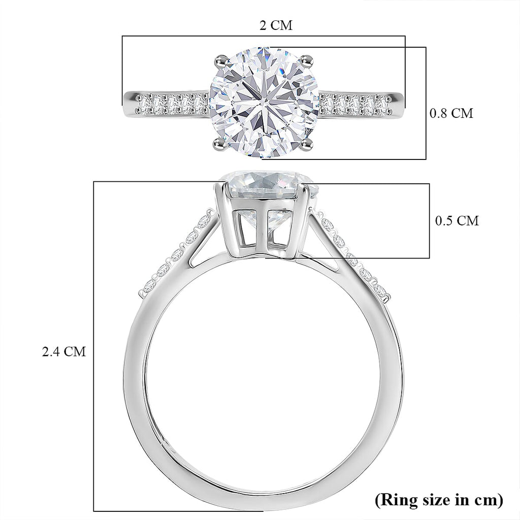 Royal Bali Collection - D'Joy Moissanite Solitaire Ring in Platinum Overlay Sterling Silver 1.60 Ct.