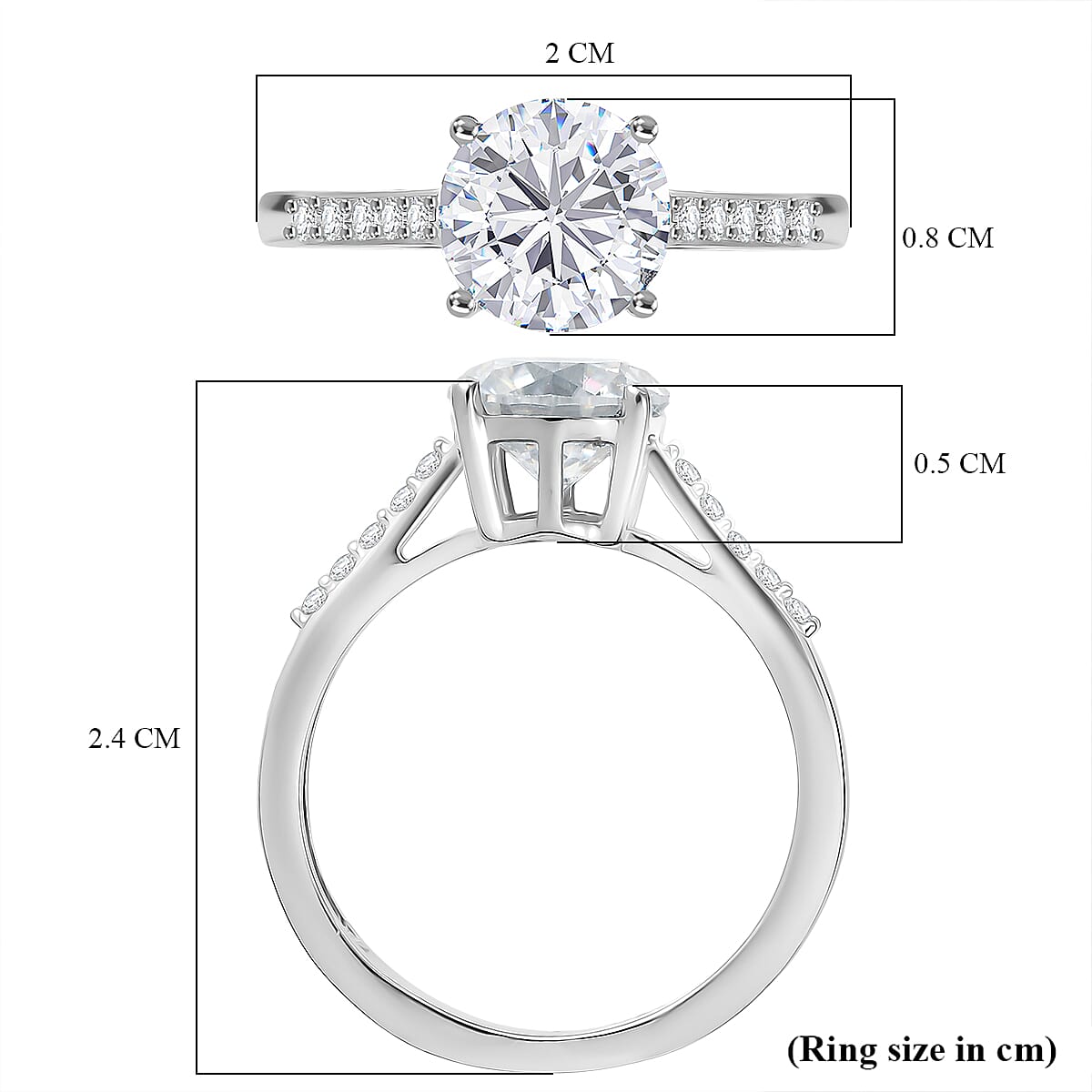 Royal Bali Collection - D'Joy Moissanite Solitaire Ring in Platinum Overlay Sterling Silver 1.60 Ct. 8352077 6