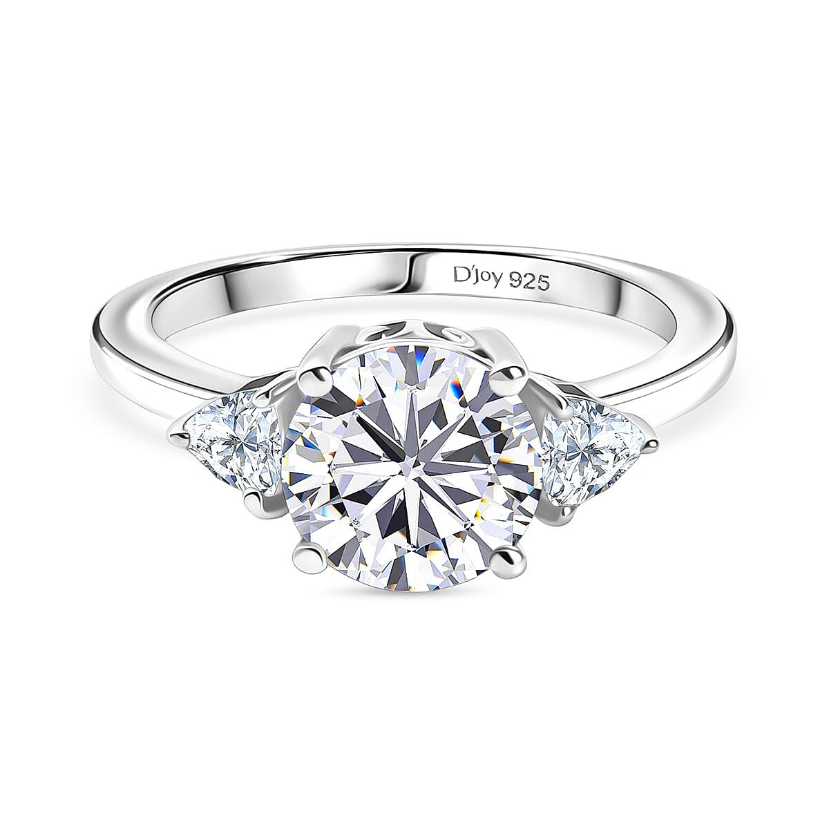 D'Joy Moissanite Solitaire Ring in Platinum Overlay Sterling Silver 2.18 Ct. 8251927 0