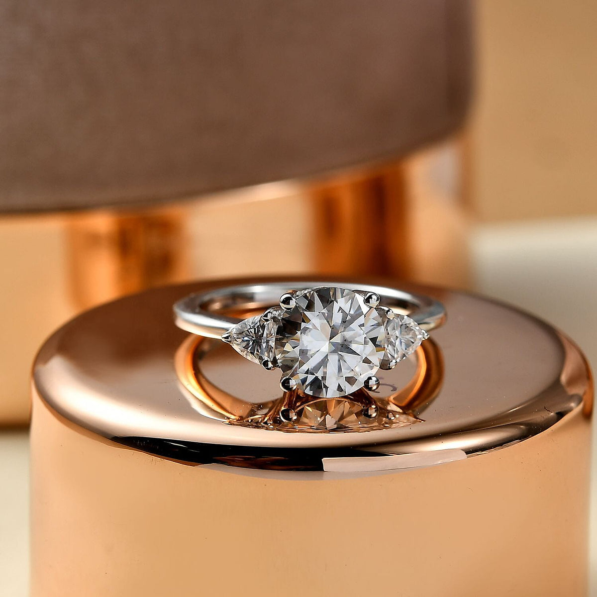 D'Joy Moissanite Solitaire Ring in Platinum Overlay Sterling Silver 2.18 Ct. 8251927 2
