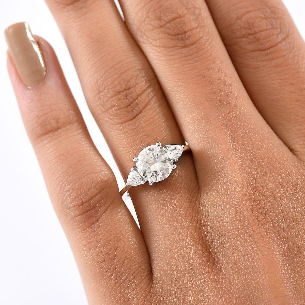 D'Joy Moissanite Solitaire Ring in Platinum Overlay Sterling Silver 2.18 Ct. 8251927 3