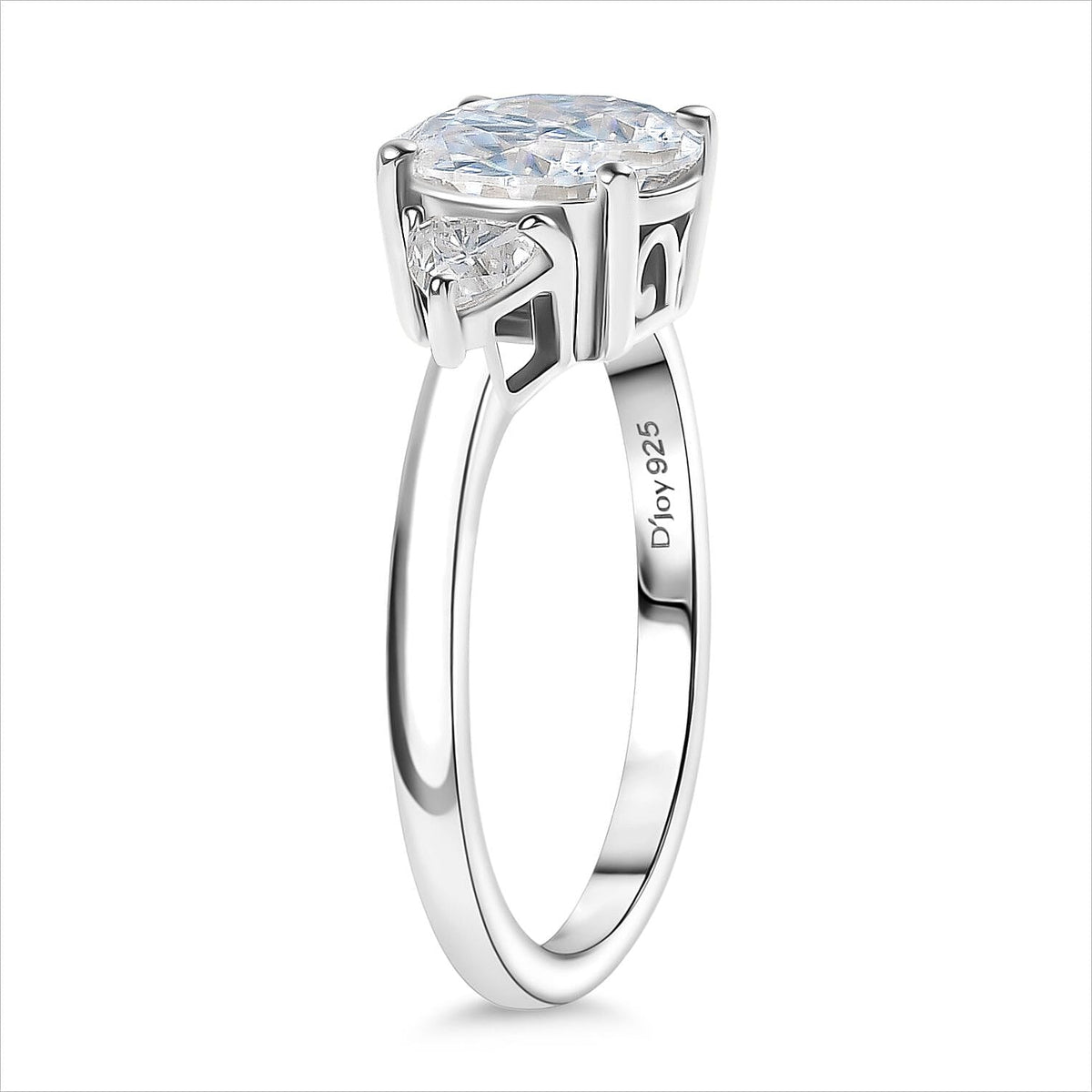 D'Joy Moissanite Solitaire Ring in Platinum Overlay Sterling Silver 2.18 Ct. 8251927 4