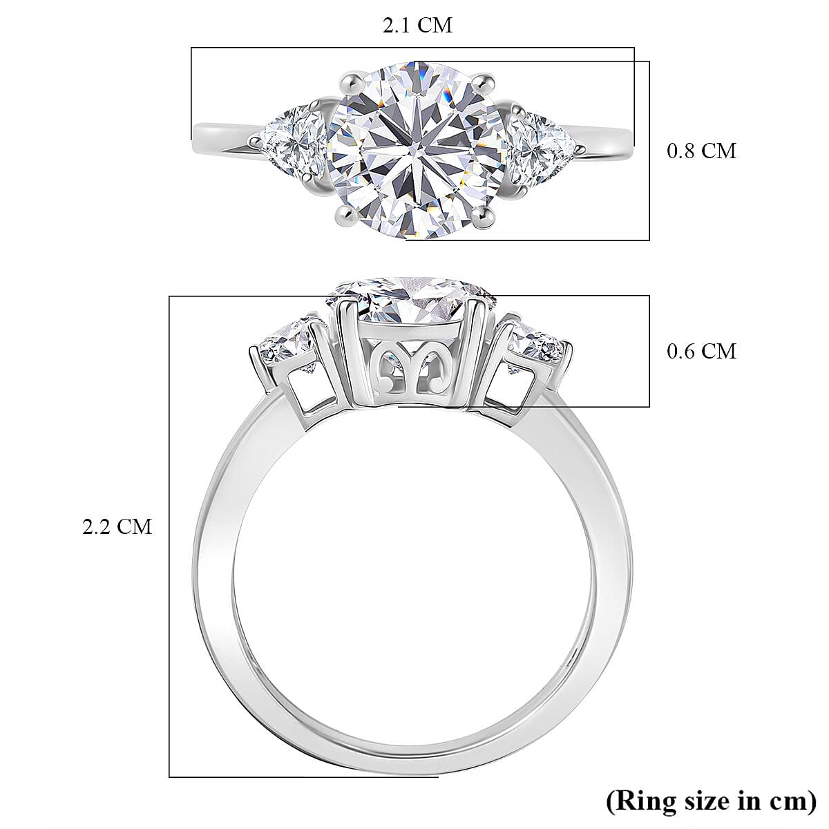 D'Joy Moissanite Solitaire Ring in Platinum Overlay Sterling Silver 2.18 Ct. 8251927 6