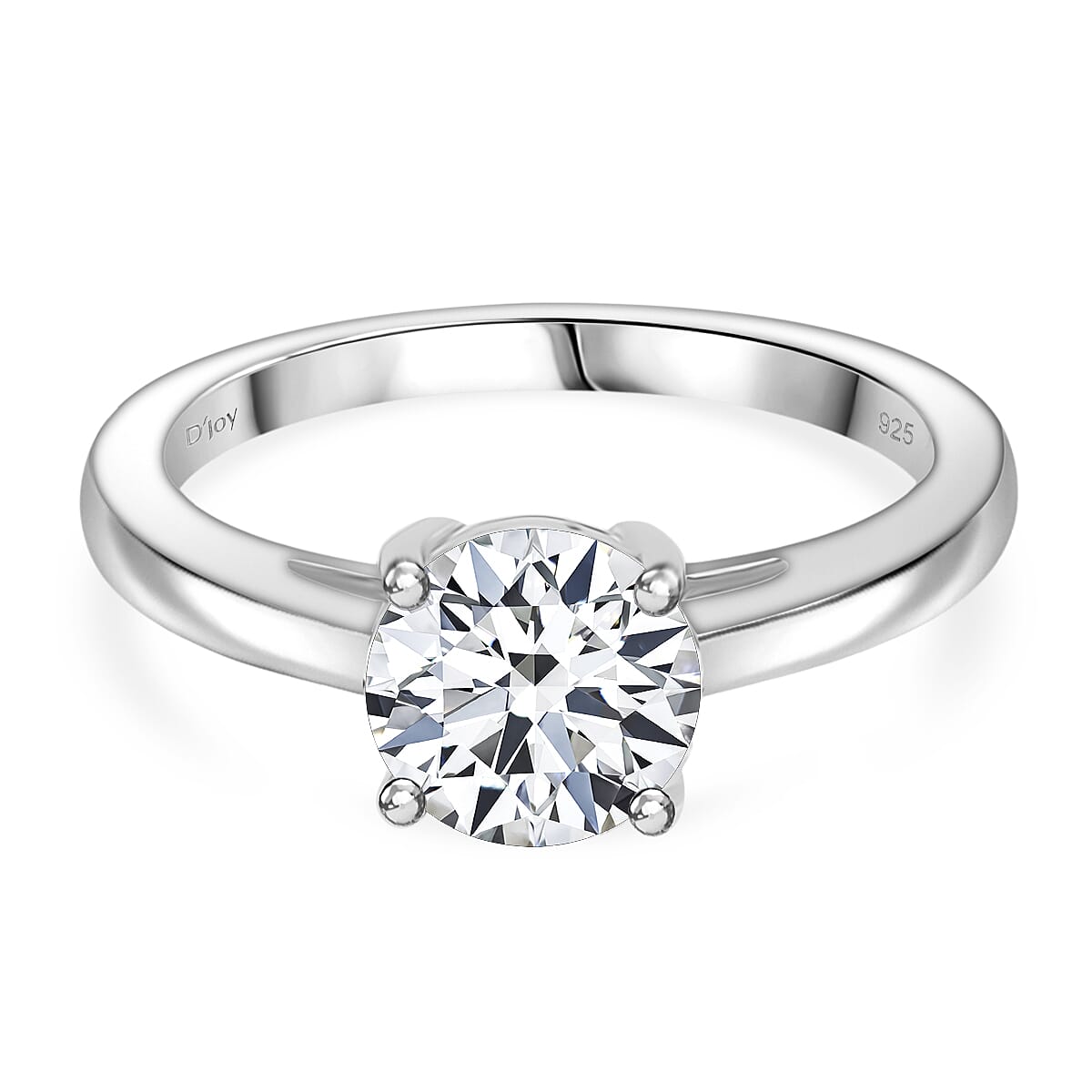 D'Joy GRA Certified Moissanite (VVS-D) Solitaire Ring in Rhodium Overlay Sterling Silver 1.50 Ct. 8274225 0