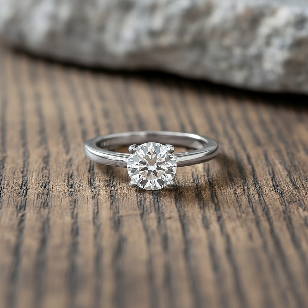 D'Joy GRA Certified Moissanite (VVS-D) Solitaire Ring in Rhodium Overlay Sterling Silver 1.50 Ct. 8274225 2