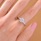 D'Joy GRA Certified Moissanite (VVS-D) Solitaire Ring in Rhodium Overlay Sterling Silver 1.50 Ct.