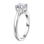 D'Joy GRA Certified Moissanite (VVS-D) Solitaire Ring in Rhodium Overlay Sterling Silver 1.50 Ct.