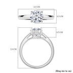 D'Joy GRA Certified Moissanite (VVS-D) Solitaire Ring in Rhodium Overlay Sterling Silver 1.50 Ct.