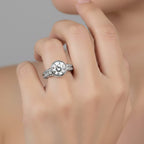 D'Joy Moissanite Solitaire Ring in Rhodium Overlay Sterling Silver  2.00 Ct.