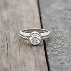 D'Joy Moissanite Solitaire Ring in Rhodium Overlay Sterling Silver  2.00 Ct.