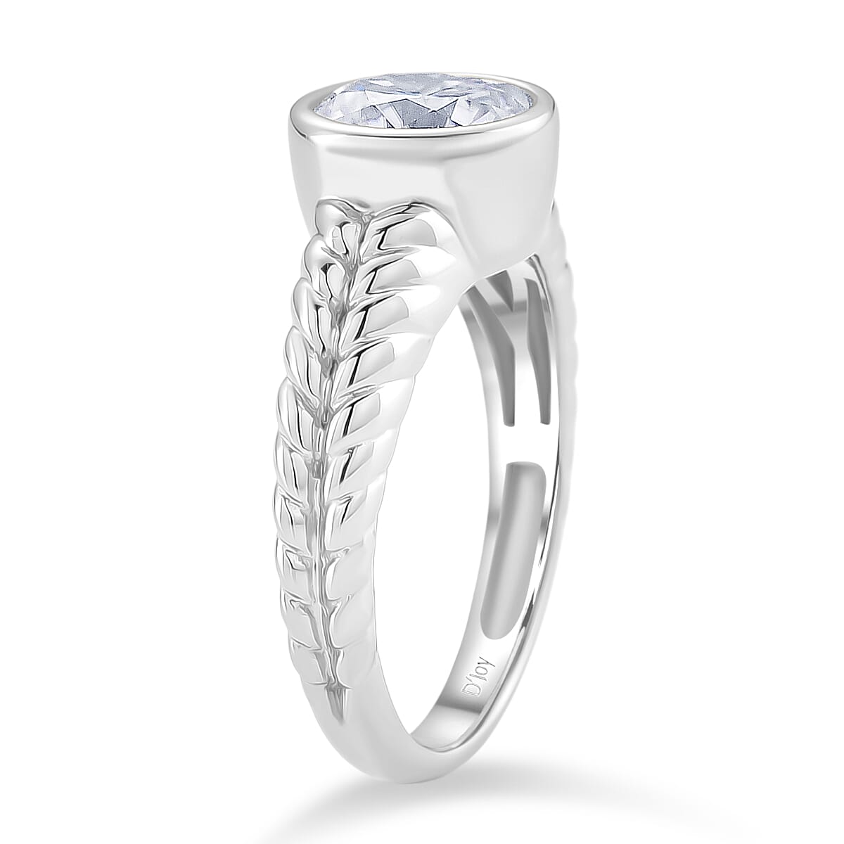 D'Joy Moissanite Solitaire Ring in Rhodium Overlay Sterling Silver 1.91 Ct. V32514518 4