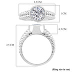 D'Joy Moissanite Solitaire Ring in Rhodium Overlay Sterling Silver  2.00 Ct.