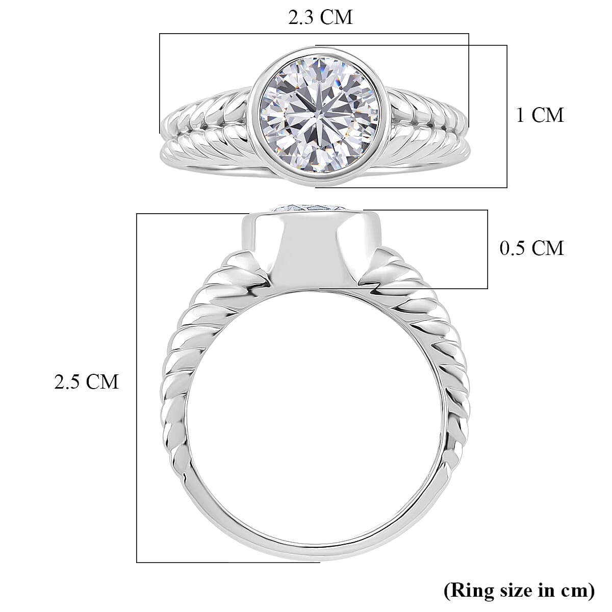 D'Joy Moissanite Solitaire Ring in Rhodium Overlay Sterling Silver 1.91 Ct. V32514518 6