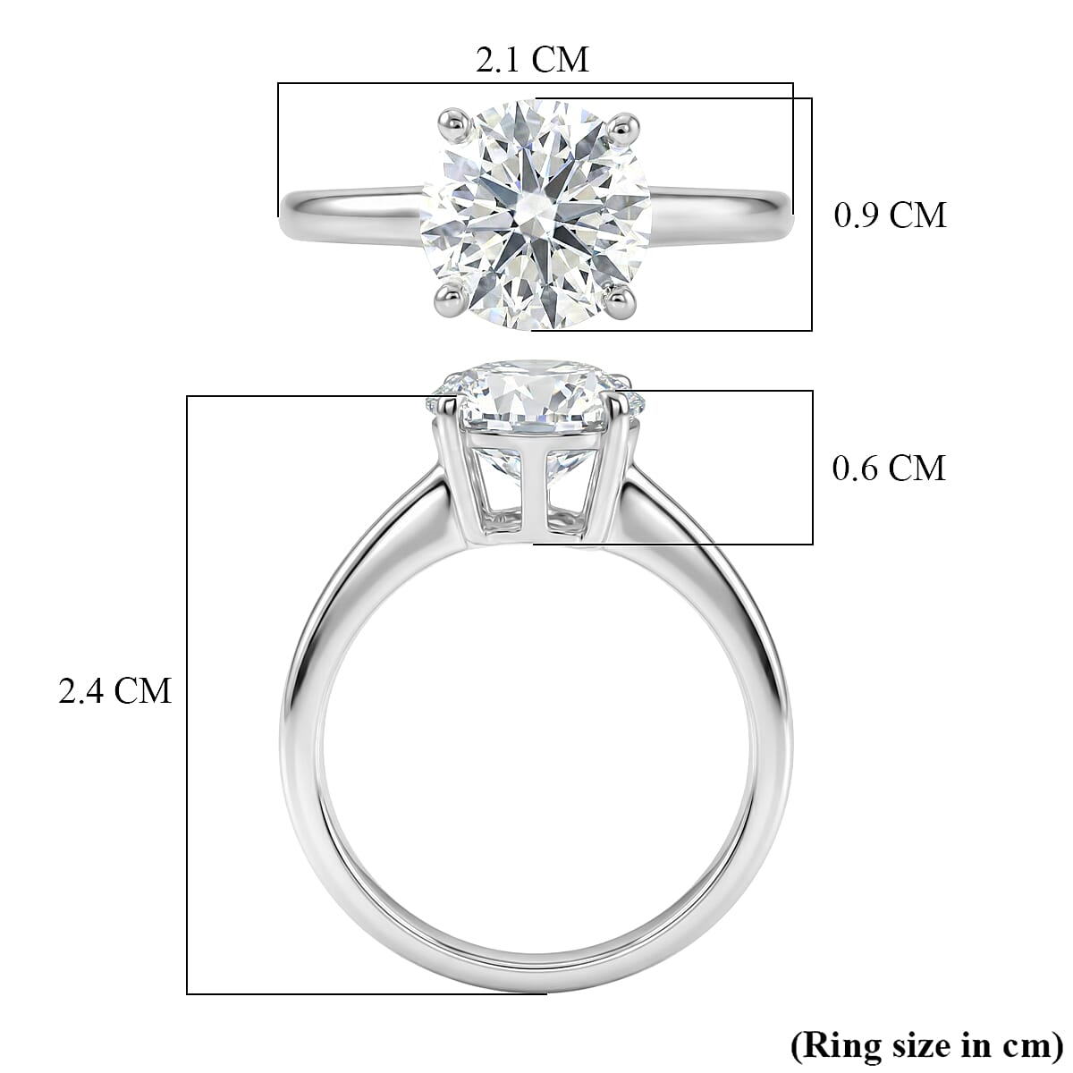 D'Joy Moissanite Solitaire Ring in Rhodium Overlay Sterling Silver 2.13 Ct. V32529107 6