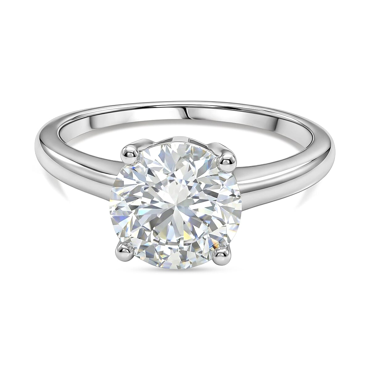 D'Joy Moissanite Solitaire Ring in Rhodium Overlay Sterling Silver 2.13 Ct. V32524176 0