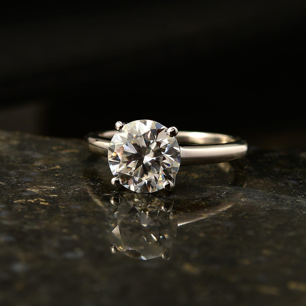 D'Joy Moissanite Solitaire Ring in Rhodium Overlay Sterling Silver 2.13 Ct. V32556436 3