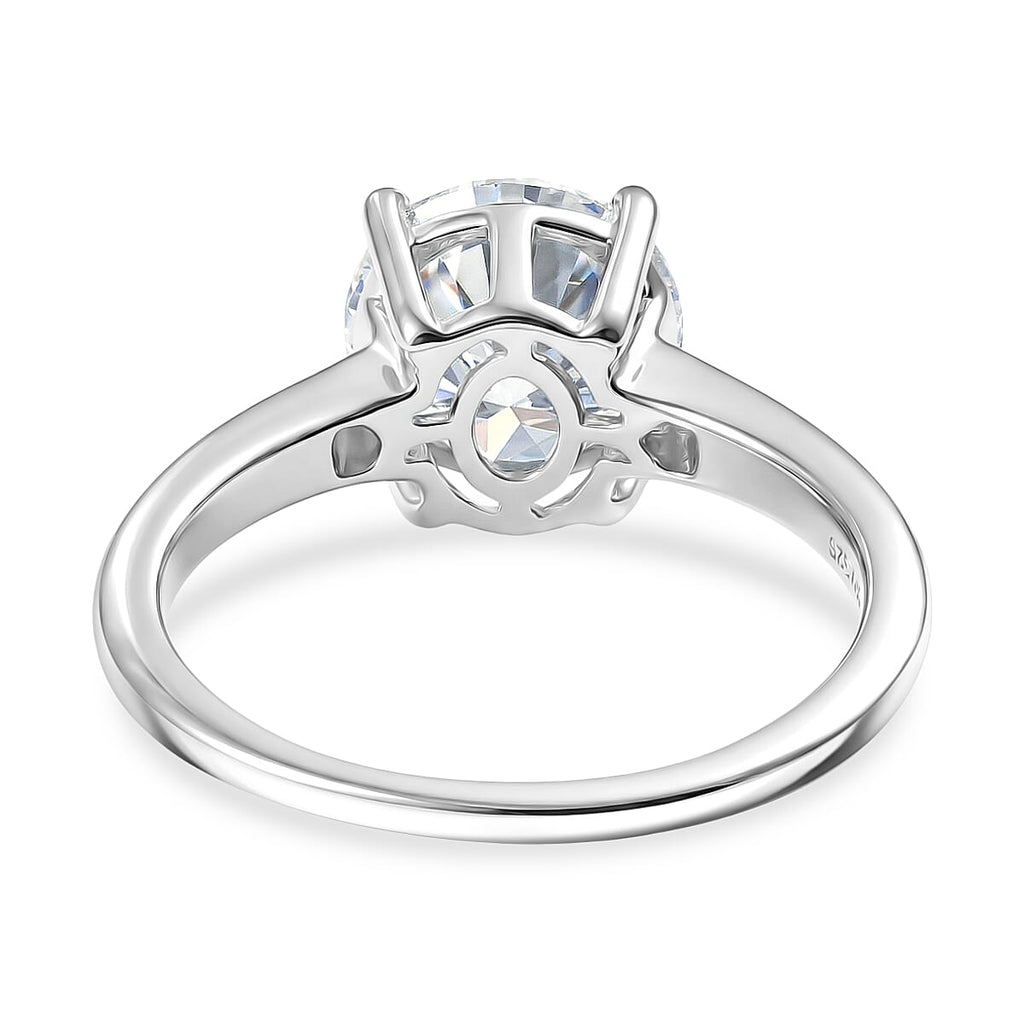 D'Joy Moissanite Solitaire Ring in Rhodium Overlay Sterling Silver 2.13 Ct.
