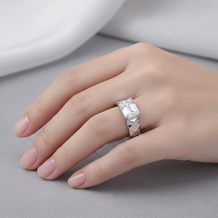 D'Joy - Moissanite Solitaire Ring in Rhodium Overlay Sterling Silver 2.70 Ct. 8428091 2