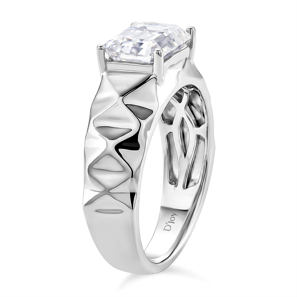 D'Joy - Moissanite Solitaire Ring in Rhodium Overlay Sterling Silver 2.70 Ct.