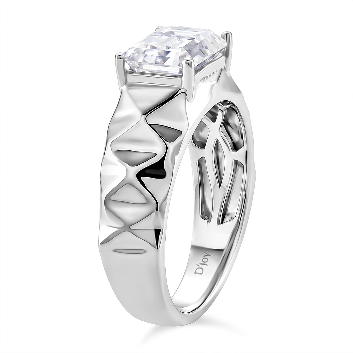 D'Joy - Moissanite Solitaire Ring in Rhodium Overlay Sterling Silver 2.70 Ct. 8428091 4