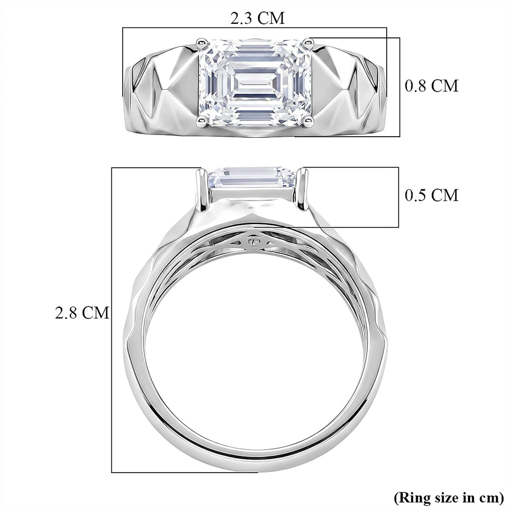 D'Joy - Moissanite Solitaire Ring in Rhodium Overlay Sterling Silver 2.70 Ct.