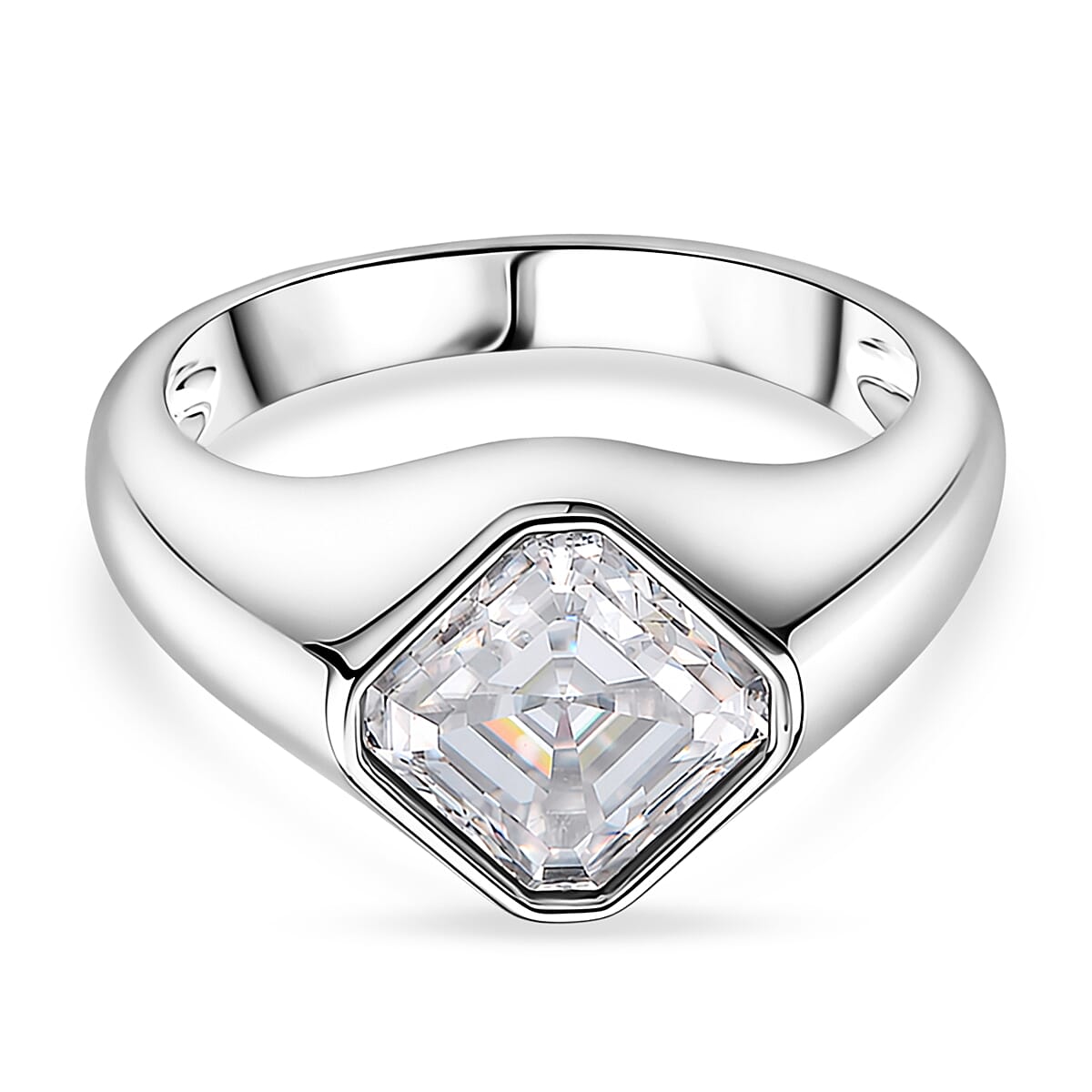 D'Joy - Moissanite Solitaire Ring in Rhodium Overlay Sterling Silver 2.80 Ct. 8556214 0