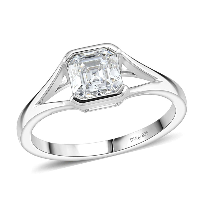 D'Joy - GRA Certified Moissanite D-VVS1 Solitaire Ring in Rhodium Overlay Sterling Silver 1.00 Ct. 8519644 1