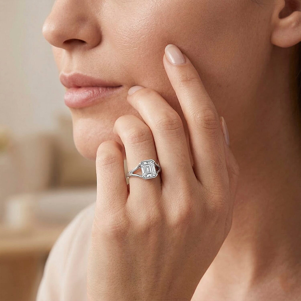 D'Joy - GRA Certified Moissanite D-VVS1 Solitaire Ring in Rhodium Overlay Sterling Silver 1.00 Ct. 8519644 2